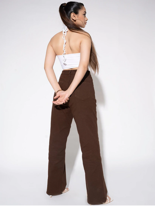 Women High Rise Denim Jeans(Size32)(Colorbrown)