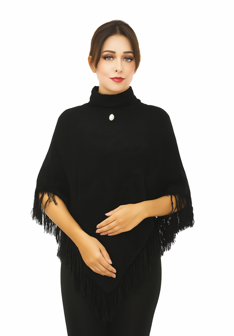 Women & Girls Poncho for winters | Beautiful design poncho-Black-03