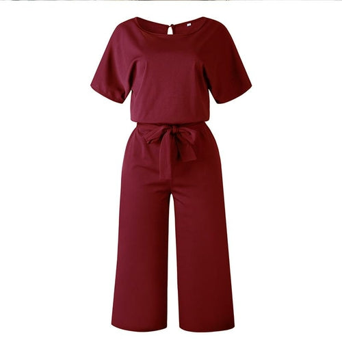 Women Summer Short Sleeve Jumpsuit